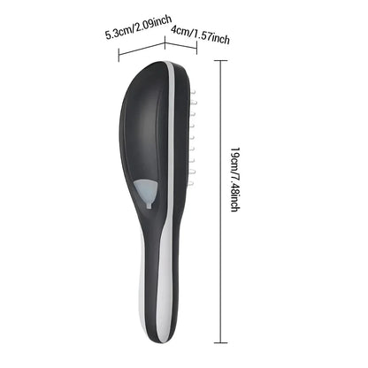 A sleek and compact electric scalp massager with micro-current stimulation and blue/red light therapy for promoting hair growth and scalp health