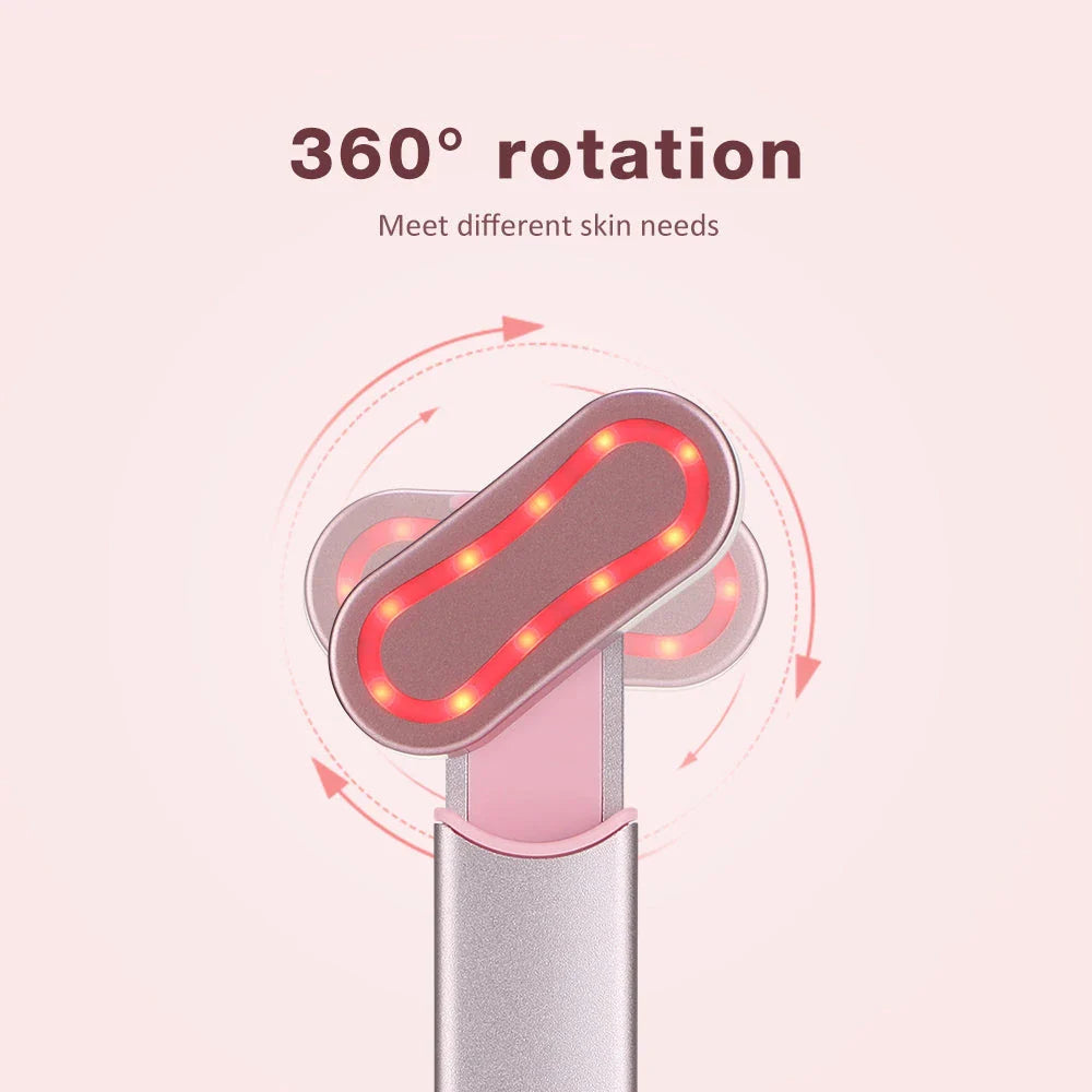 EMS Eye Beauty Device with 360° rotating massage head, microcurrent technology, and warm compress therapy for rejuvenating the eye area