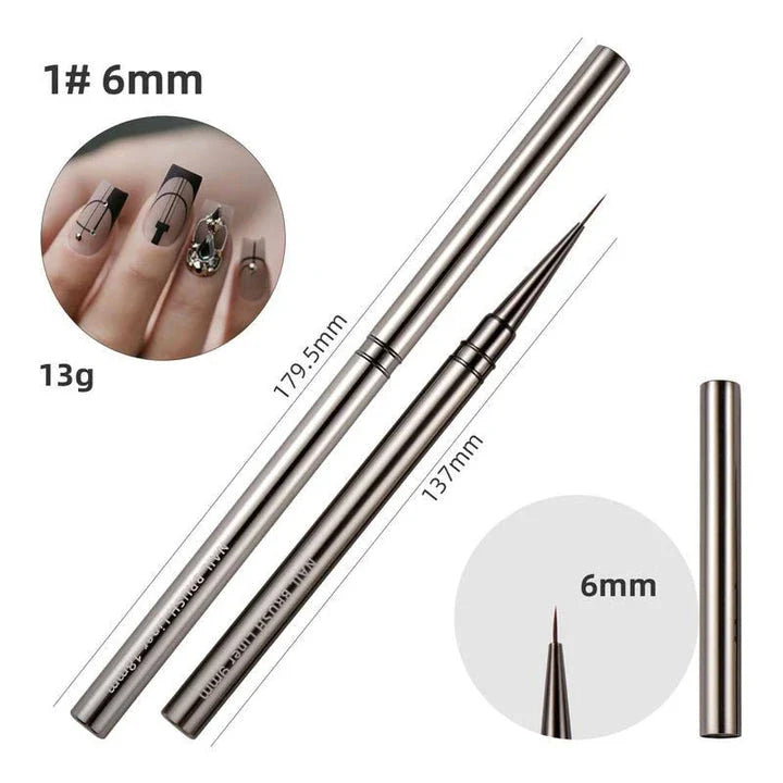 Premium metal nail art brushes in various sizes for intricate designs and patterns