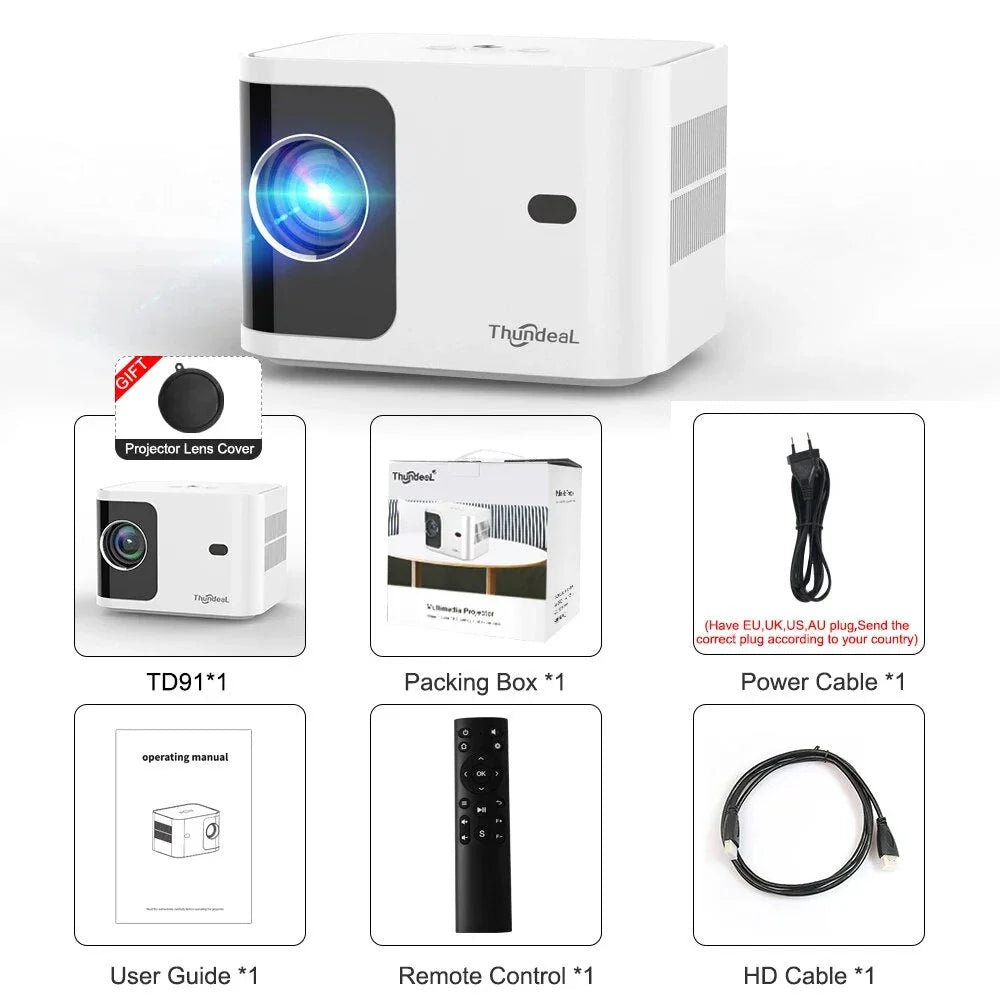 High-Definition 1080P 4K Video Portable Projector with 5G Wi-Fi and Android OS for Immersive Home Entertainment