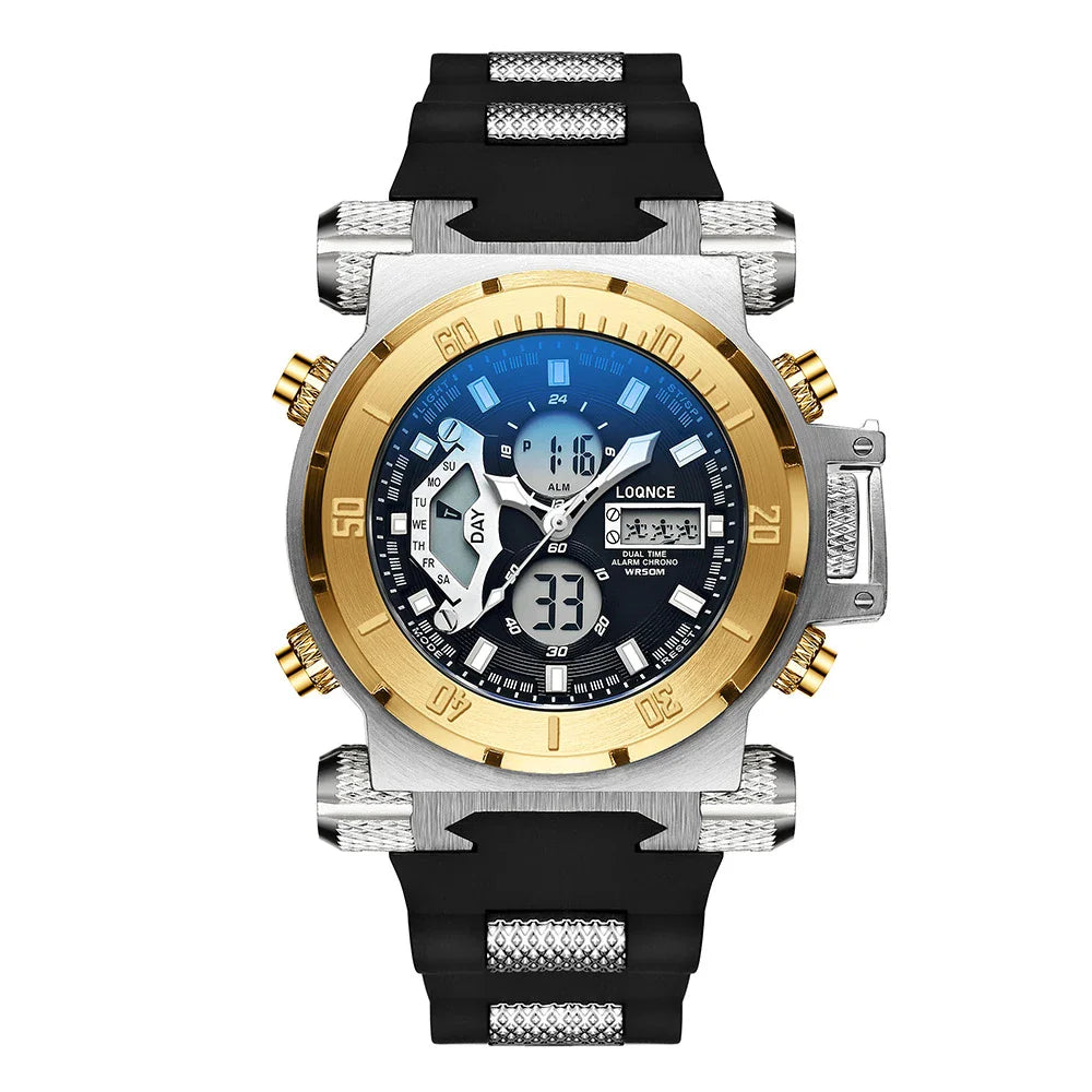 Premium chronograph watch with dual display, luminous face, and comprehensive smart features for the modern gentleman