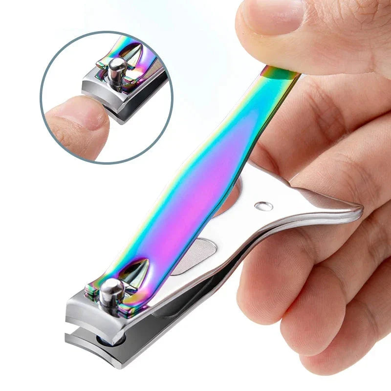 Mermaid-inspired stainless steel nail clipper in vibrant rainbow colours