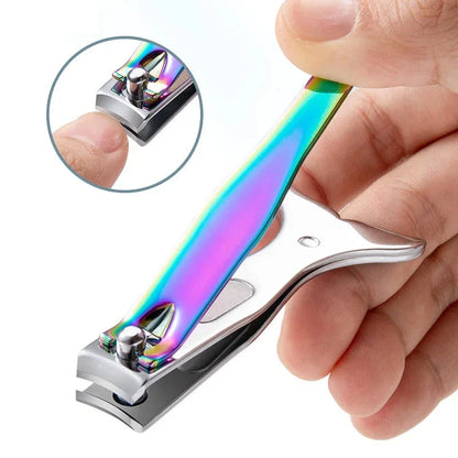 Mermaid-inspired stainless steel nail clipper in vibrant rainbow colours