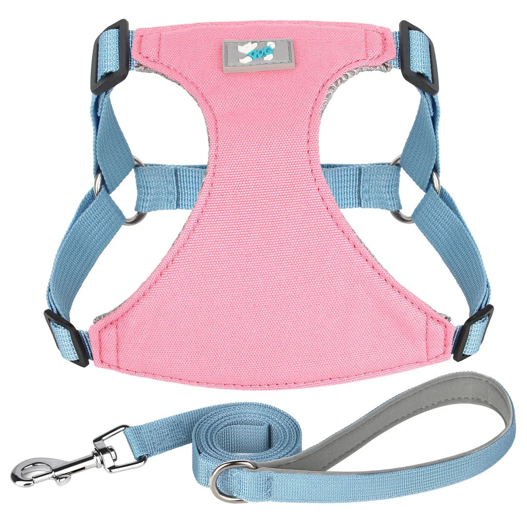 Premium Adjustable Nylon Dog Harness and Leash Set in vibrant yellow colour, designed for comfort and style during walks and outdoor adventures.