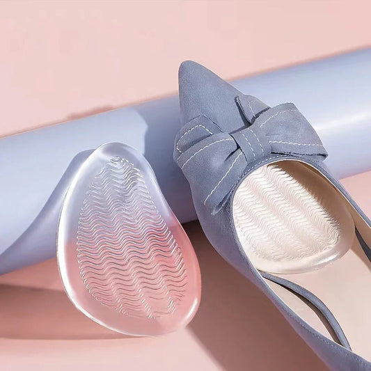 Premium silicone insoles for comfortable high heel wear, featuring cushioning and anti-slip design