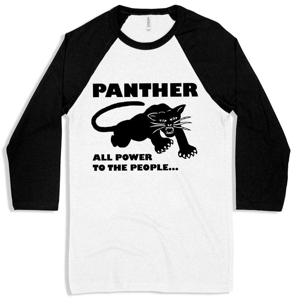 Black Panther Power Baseball T-Shirt - Stylish Men's Graphic Tee with Contrast Raglan Sleeves and Panther Graphic