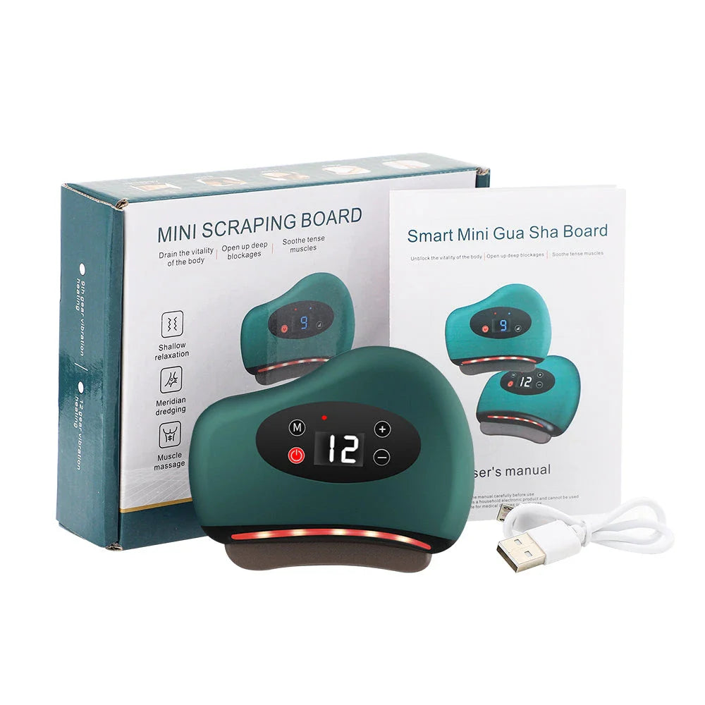 Electric Smart Gua Sha Board with vibration massage and hot compress therapy for relaxation and muscle tension relief