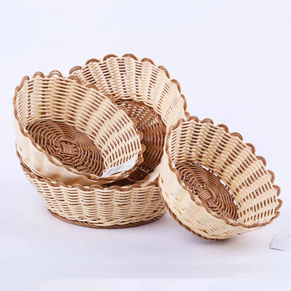 Handwoven rattan-inspired storage basket for fruits, vegetables and kitchen essentials with dustproof cover