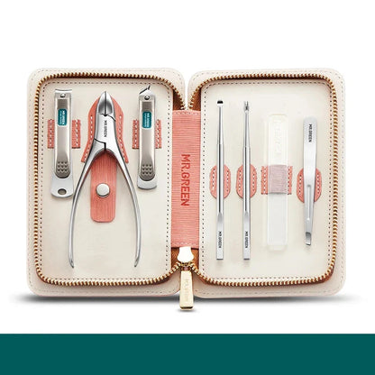 Luxurious 7-in-1 Manicure and Pedicure Set with Medical-Grade Stainless Steel Tools and Stylish Leather Case