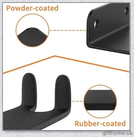 Sturdy black carbon steel bicycle wall mount rack for securing bikes and mountain bikes to the wall