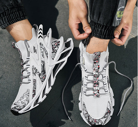 Premium sports trainers with breathable mesh upper and thick, shock-absorbing soles