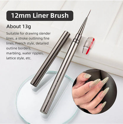 Premium metal nail art brushes in various sizes for intricate designs and patterns