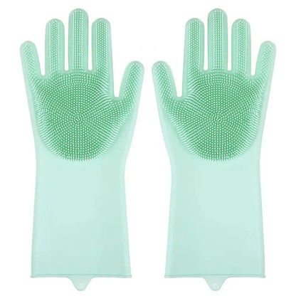 Eco-friendly silicone pet grooming gloves with soft brush heads for effective hair removal and coat care