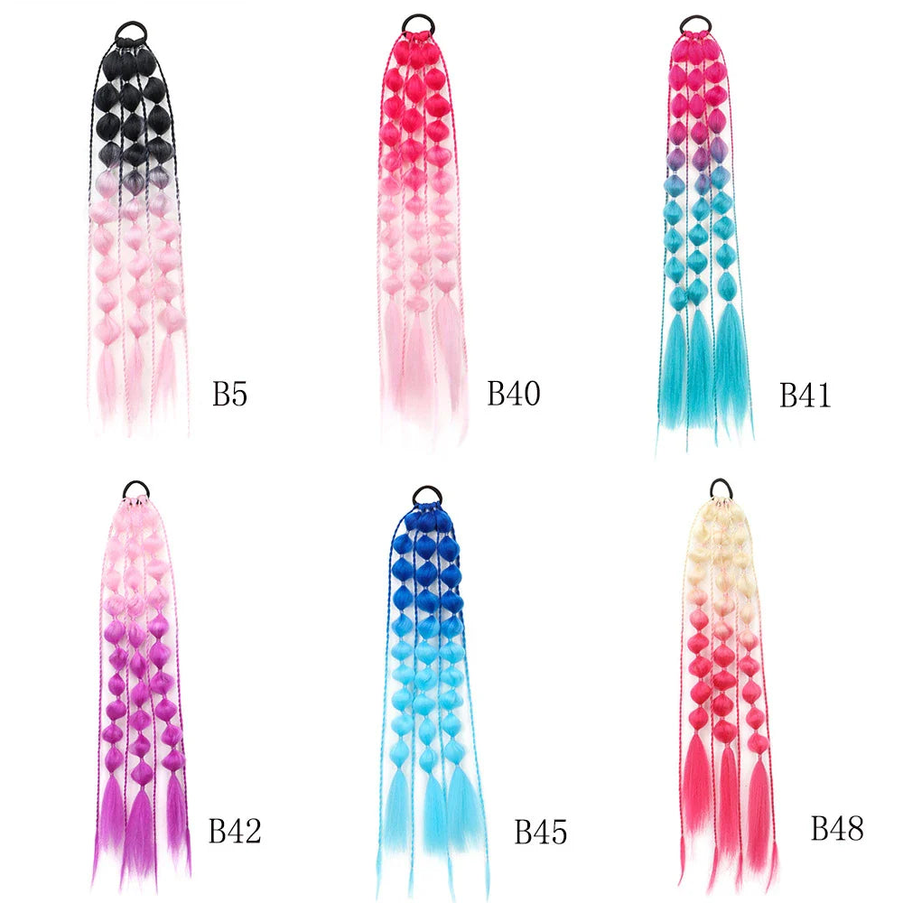 Elegant bubble braid wig in various vibrant lantern-inspired colours