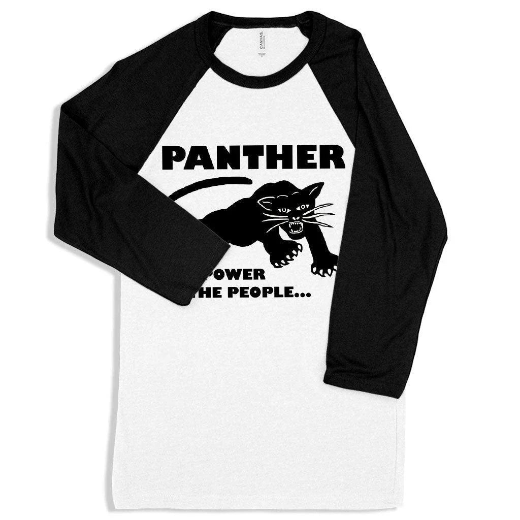 Black Panther Power Baseball T-Shirt - Stylish Men's Graphic Tee with Contrast Raglan Sleeves and Panther Graphic