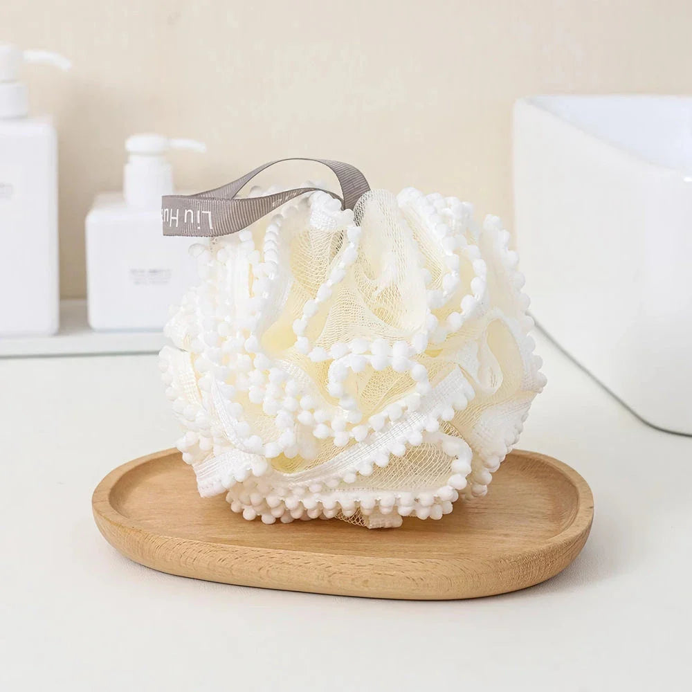 Elegant Flower Lace Bath Sponge Ball - Luxurious Exfoliating Sponge for Radiant Skin