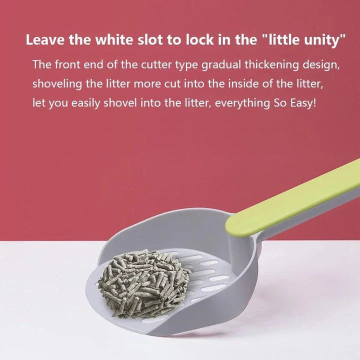 Premium Multi-Function Cat Litter Scoop with Self-Cleaning Base in Coffee Pink Colour