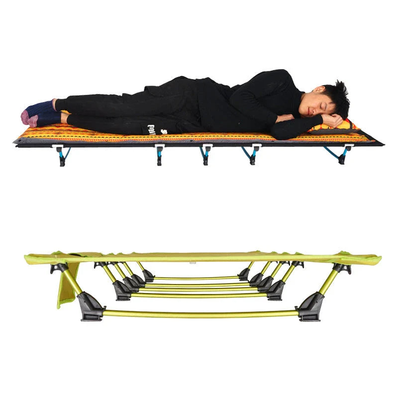Robust Outdoor Folding Camping Cot with Durable Aluminium Frame and Spacious 185cm Design