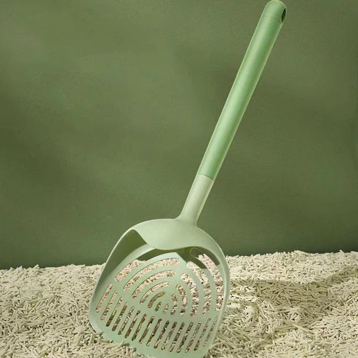 Premium Detachable Cat Litter Scoop with long handle, wide scoop, and durable plastic construction for efficient litter box cleaning