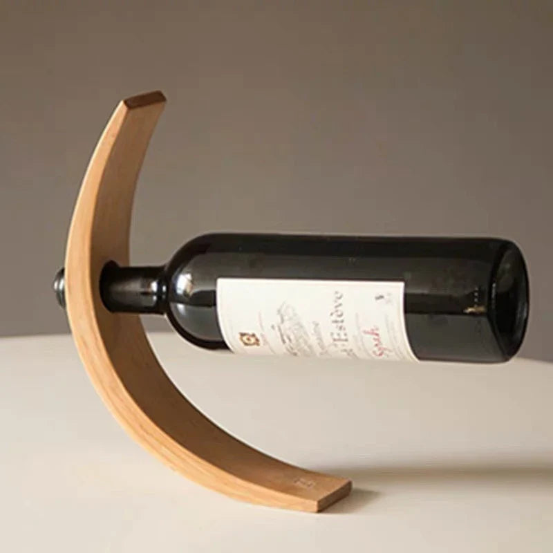 Elegant British-made solid wood wine rack with polished finish, showcasing wine bottles in a modern home setting