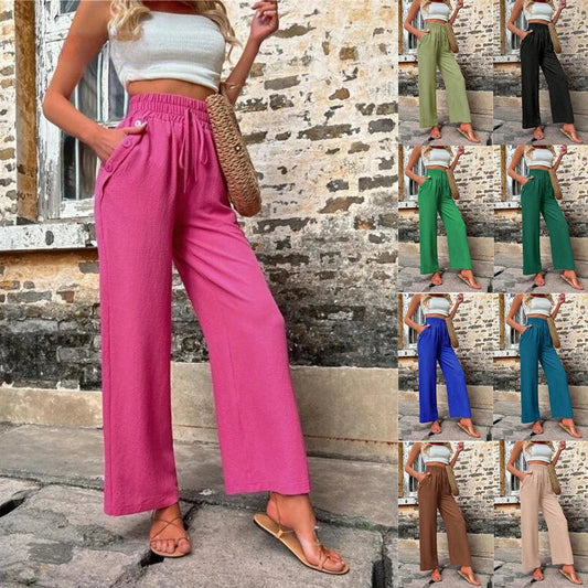 Stylish casual trousers with pockets and elastic waistband for British women