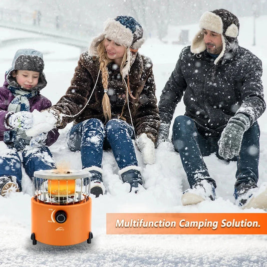 Versatile 2-in-1 Camping Stove and Gas Heater in blue colour, designed for outdoor comfort and convenience
