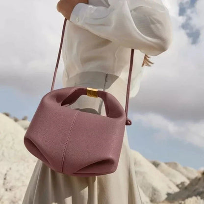 Elegant and Versatile Leather Dumpling-Shaped Tote Bag in White Colour