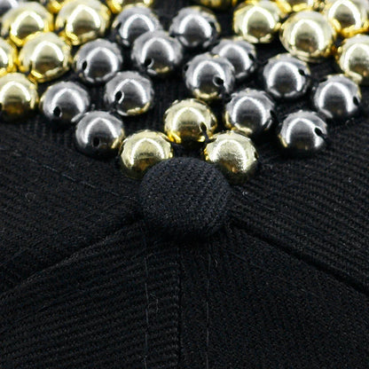 Stylish Ghost Head Baseball Cap with Rivets - Adjustable, Flat Brim, Premium Cotton-Polyester Blend