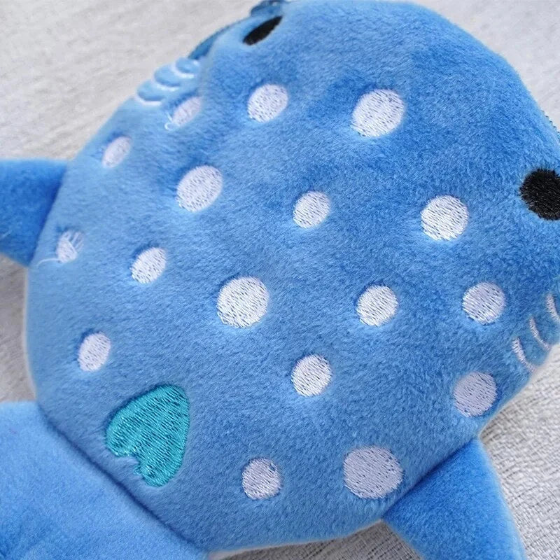 Kawaii whale shark plush coin purse with soft, durable fabric and secure zipper closure for storing small items