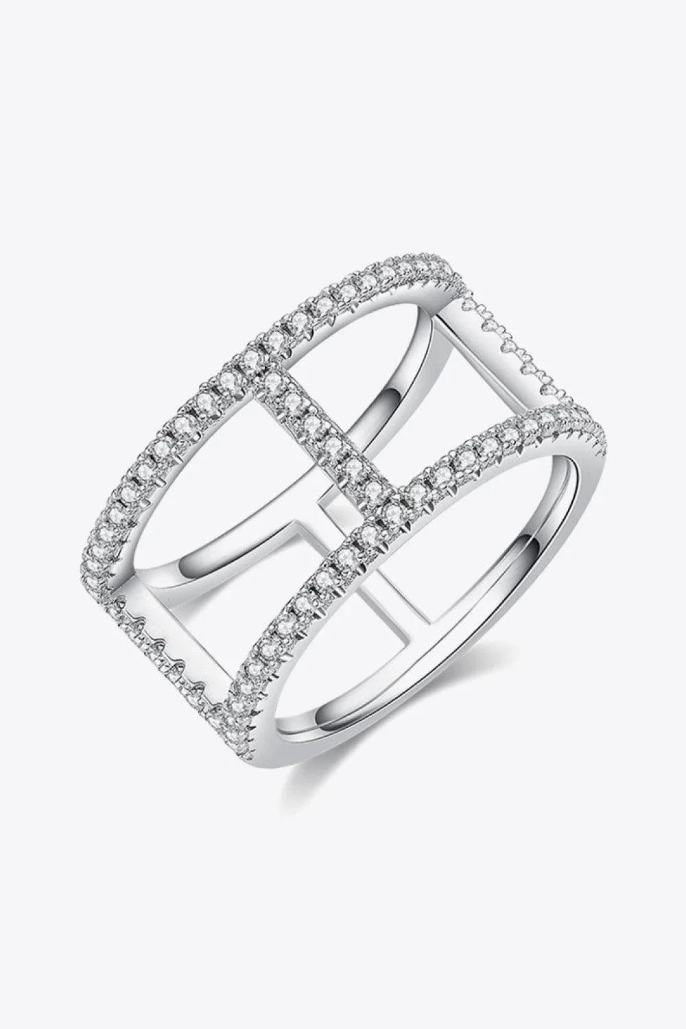 Elegant silver moissanite promise ring with minimalist design, showcasing premium materials and exceptional sparkle
