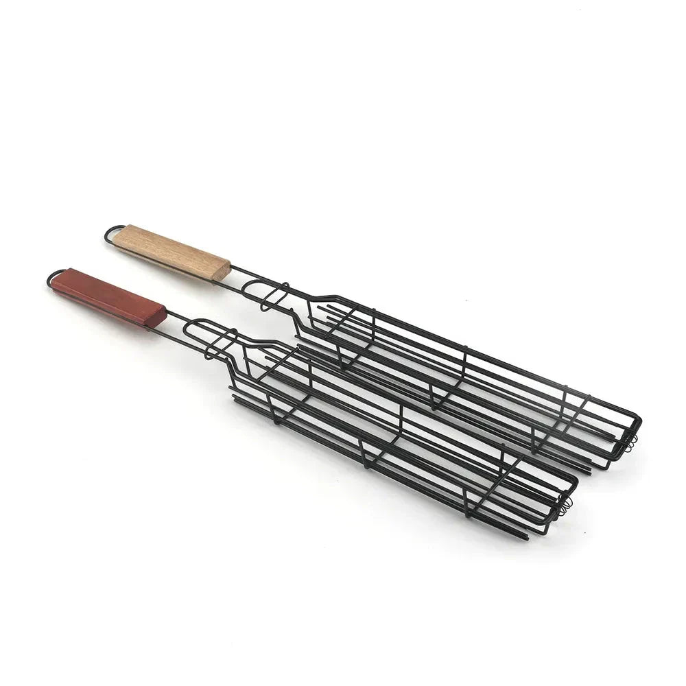Premium Outdoor Barbecue Tool with Wooden Handle for Perfectly Grilled Meats, Vegetables, and Seafood