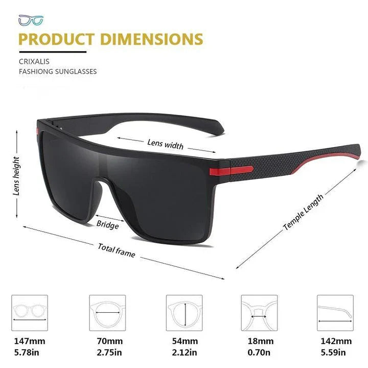 Sophisticated polarized square sunglasses with a modern and stylish design, offering enhanced visual clarity and UV protection.