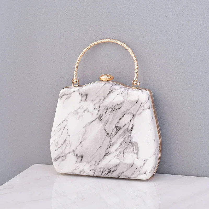 Premium marble-patterned crossbody bag for stylish ladies, featuring PU leather construction, roomy interior, and adjustable strap for hands-free carrying