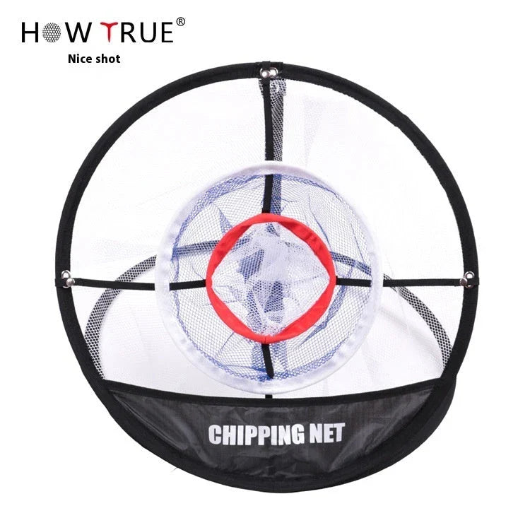 Foldable golf practice net made of premium nylon material for indoor and outdoor use
