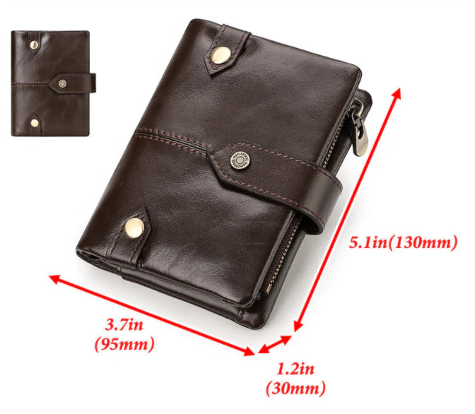 Premium British leather wallet in red, black, and brown colours with a minimalist, sophisticated design