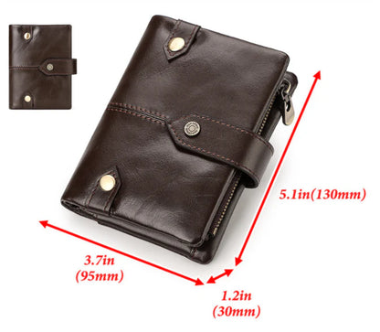 Premium British leather wallet in red, black, and brown colours with a minimalist, sophisticated design