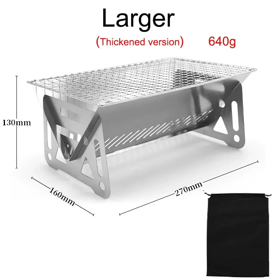 Premium stainless steel portable folding BBQ grill for outdoor adventures, camping, and backyard cooking