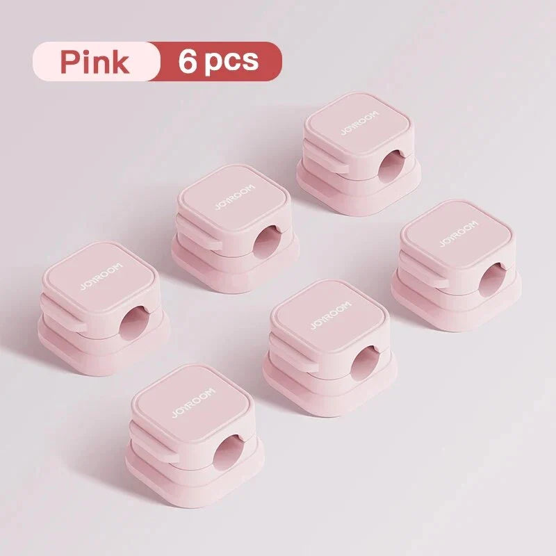 6-pack magnetic cable clips organiser with adjustable cord holder for desk, car, and home use