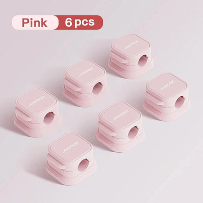 6-pack magnetic cable clips organiser with adjustable cord holder for desk, car, and home use