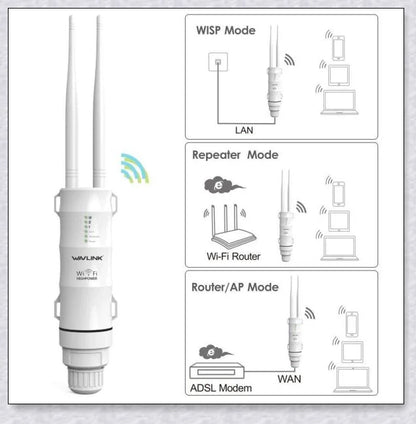 Rugged outdoor Wi-Fi extender with weatherproof housing and omnidirectional antennas for reliable wireless connectivity