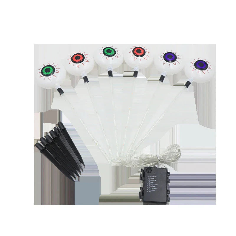 Colourful solar-powered Halloween eyeball garden lamp with weatherproof design
