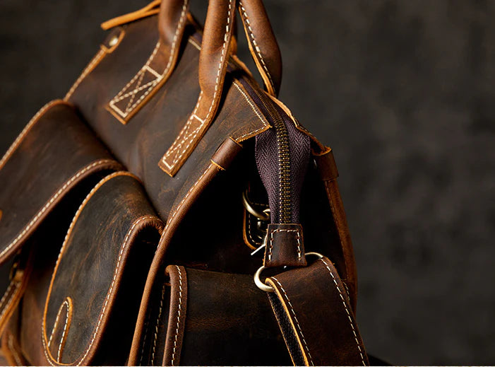 Trendha Men's Personality Leather Postman Handbag - A premium full-grain leather bag with a timeless British design, perfect for the modern gentleman