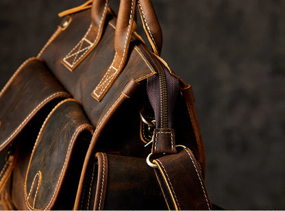 Trendha Men's Personality Leather Postman Handbag - A premium full-grain leather bag with a timeless British design, perfect for the modern gentleman