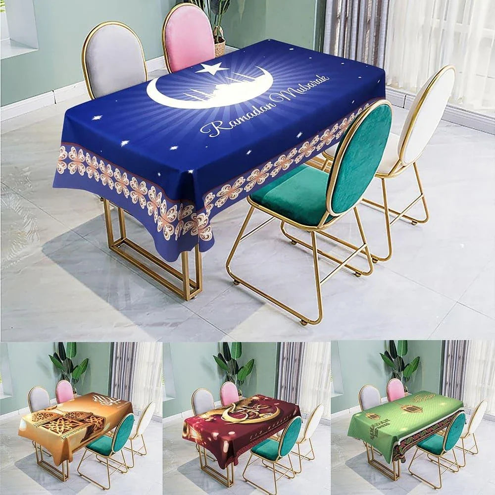 Elegant Muslim Ramadan table cloth with intricate Islamic-inspired design in various size options