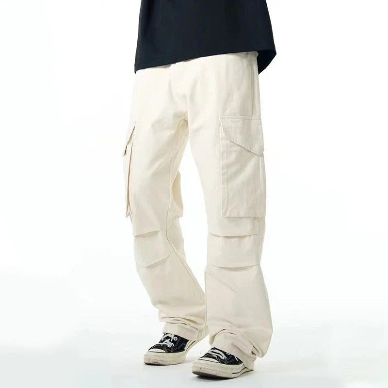 Premium men's overalls with innovative three-dimensional pleated design and large pockets, made from durable cotton fabric