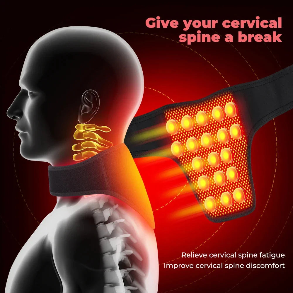 Premium Magnetic Heating Neck Support Brace with 19 Tourmaline Magnets for Neck Pain Relief and Muscle Relaxation