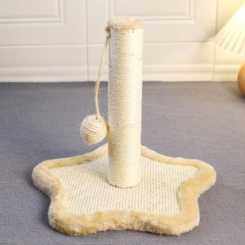 Compact cat scratching post made with premium sisal rope and soft, durable carpet for furniture protection and cat entertainment