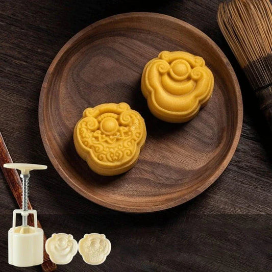 A hand-pressed chocolate stamping tool made of durable plastic, designed to add a personal touch to homemade chocolates, cakes, and baked goods.