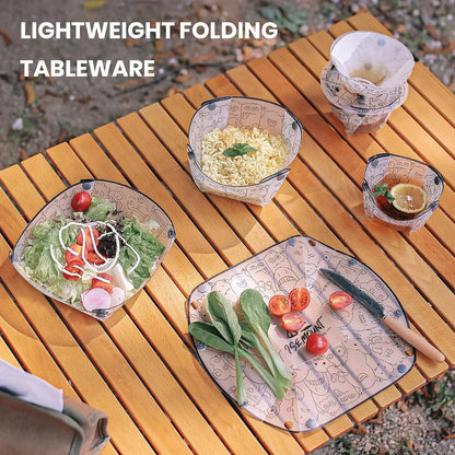 Versatile camping flatware set with bowl, cup, plate, and coffee drip filter made of durable PP material for outdoor dining