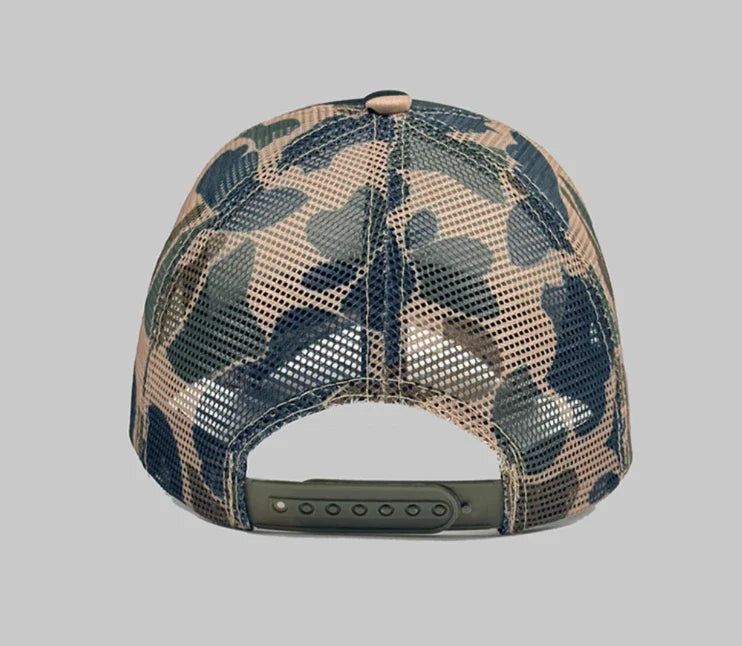Stylish camouflage curved brim hat with embroidered lettering from Trendha